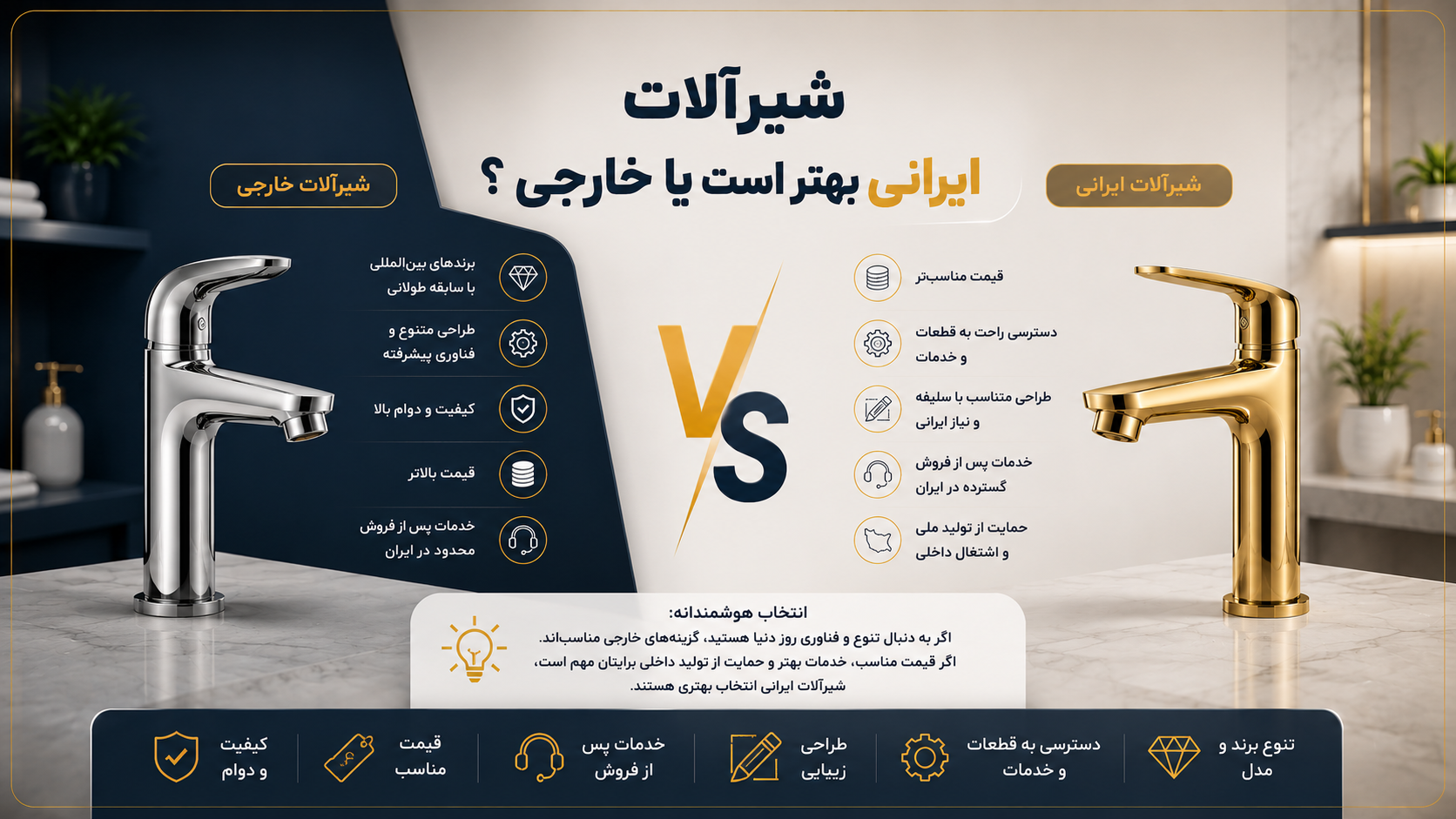 شیرآلات ایرانی بهتر است یا خارجی؟