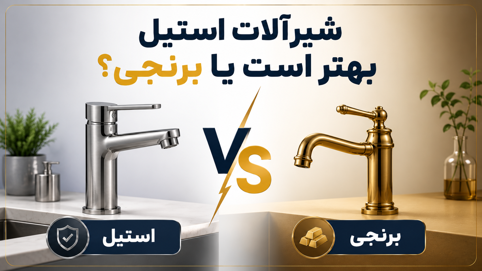 شیرآلات استیل بهتر است یا برنجی؟ مقایسه کامل برای انتخاب بهترین شیرآلات ساختمانی
