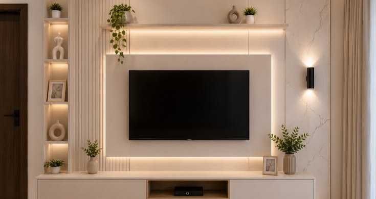 ایده های مدرن نورپردازی دیوار پشت تلویزیون TV Wall