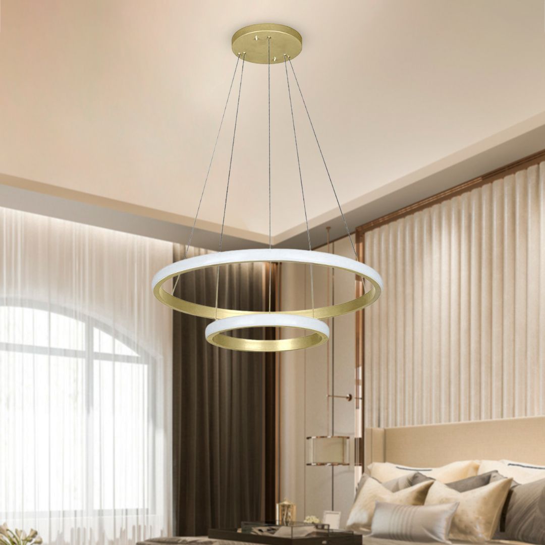 لوستر آویز رینگی دو حلقه LED