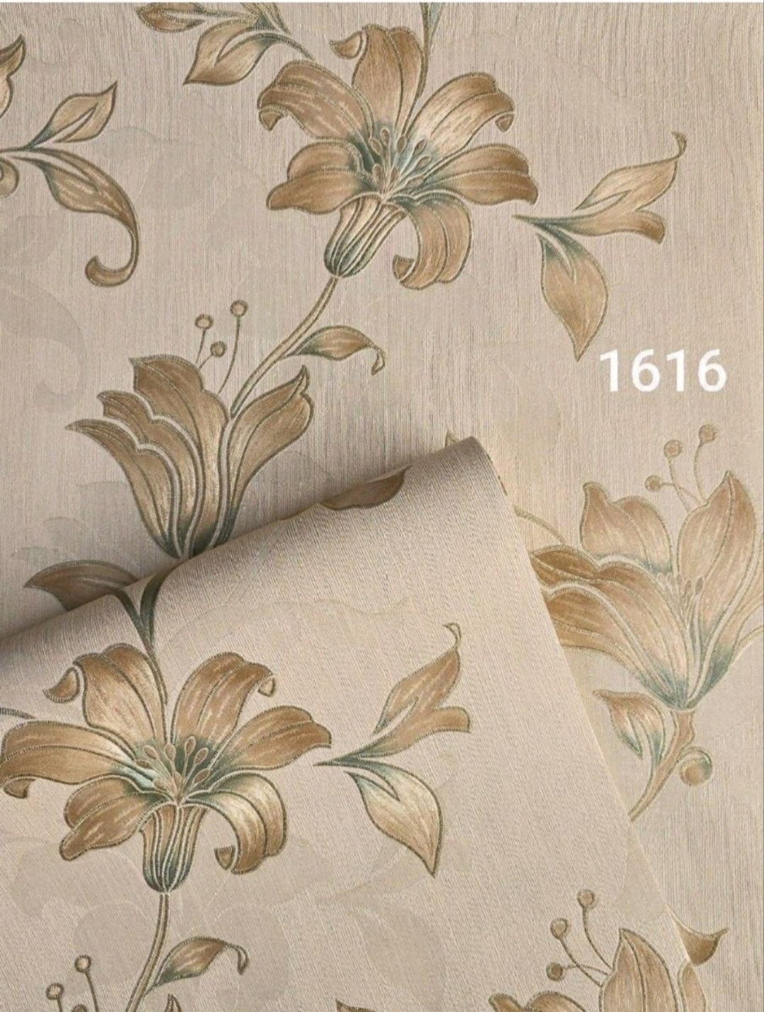 کاغذ دیواری داماسک کرم طلایی