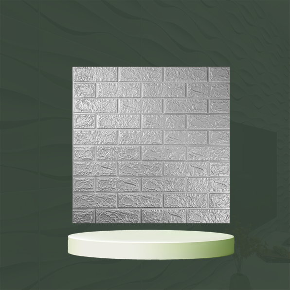 دیوارپوش فومی کد آجر نقره ای